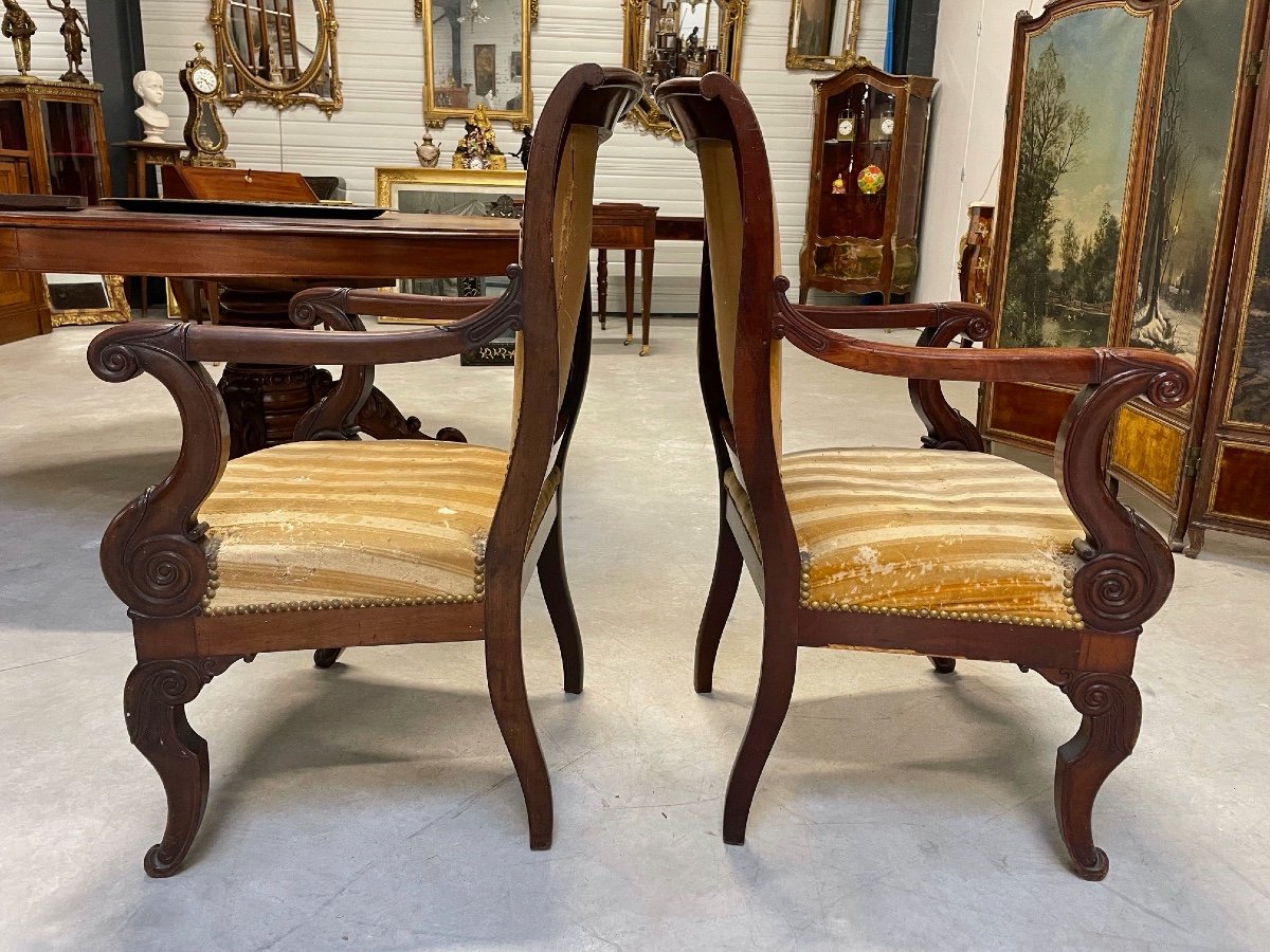 Pair Of Restoration Period Armchairs-photo-5