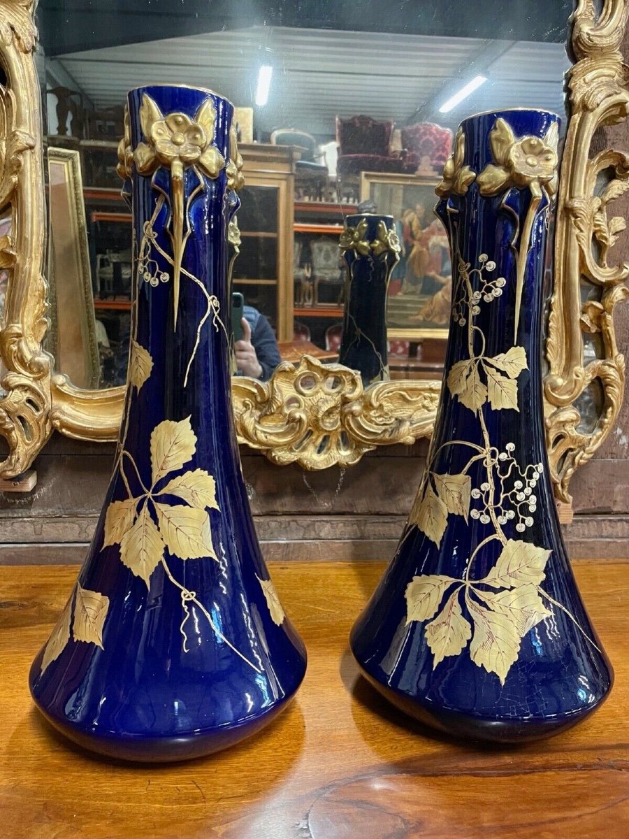 Paire de vases Art-Nouveau en porcelaine-photo-4