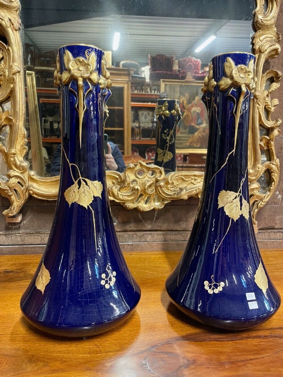 Paire de vases Art-Nouveau en porcelaine-photo-3