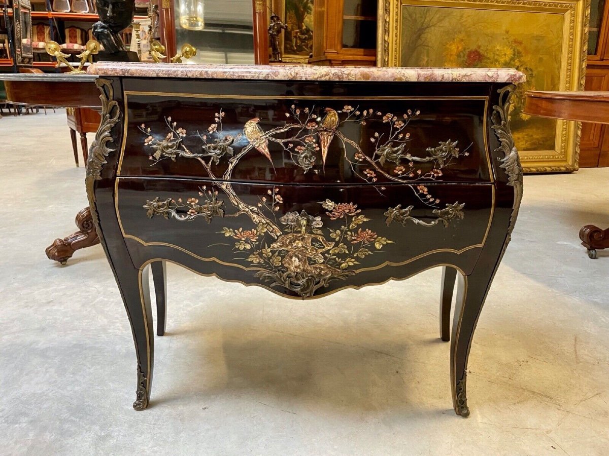 Louis XV Style Chest Of Drawers In Chinese Lacquer-photo-4