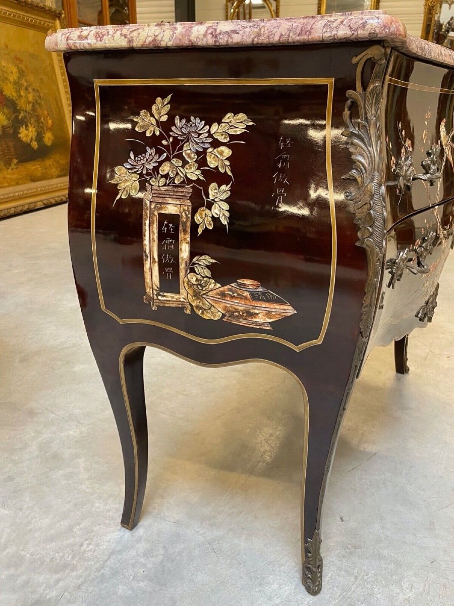 Louis XV Style Chest Of Drawers In Chinese Lacquer-photo-1