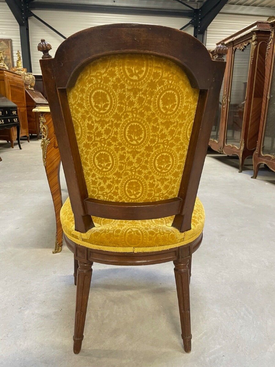 Paire de fauteuils et trois chaises époque Louis XVI-photo-8