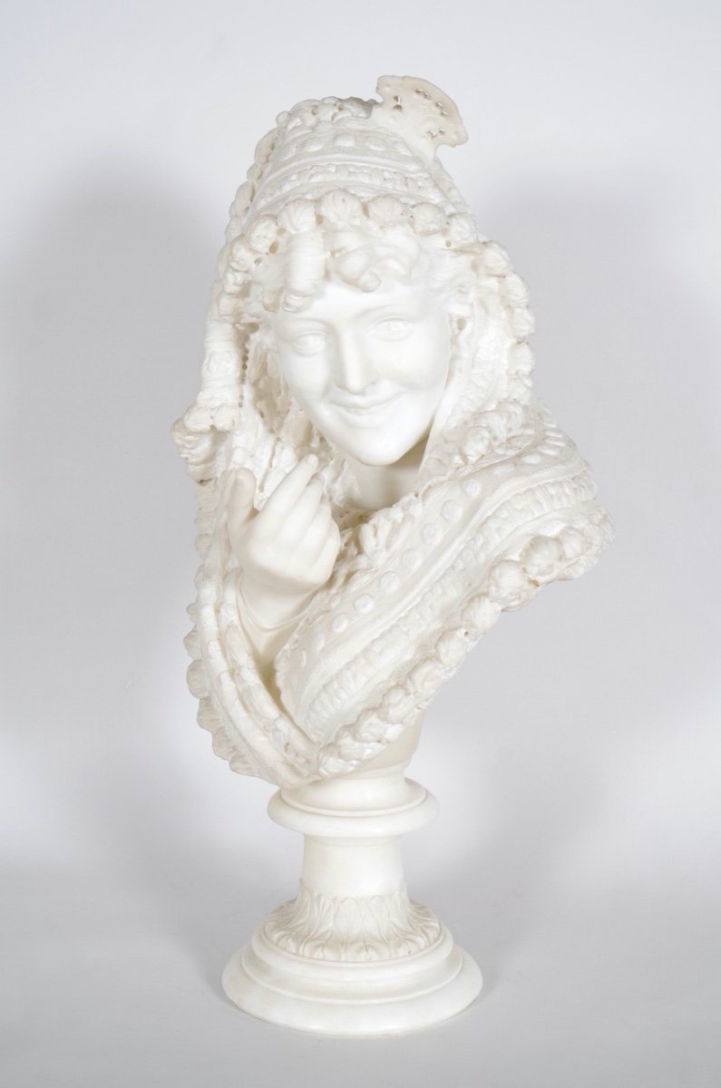 Alabaster Bust - Woman With Mantilla-photo-2