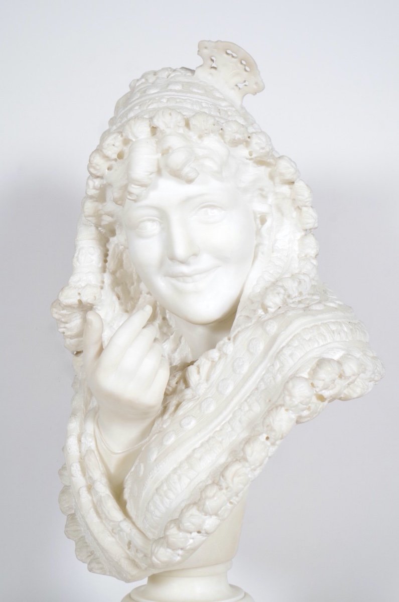 Alabaster Bust - Woman With Mantilla-photo-3