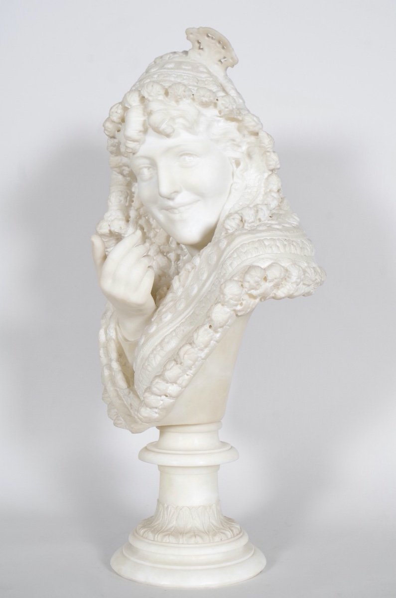 Alabaster Bust - Woman With Mantilla-photo-4