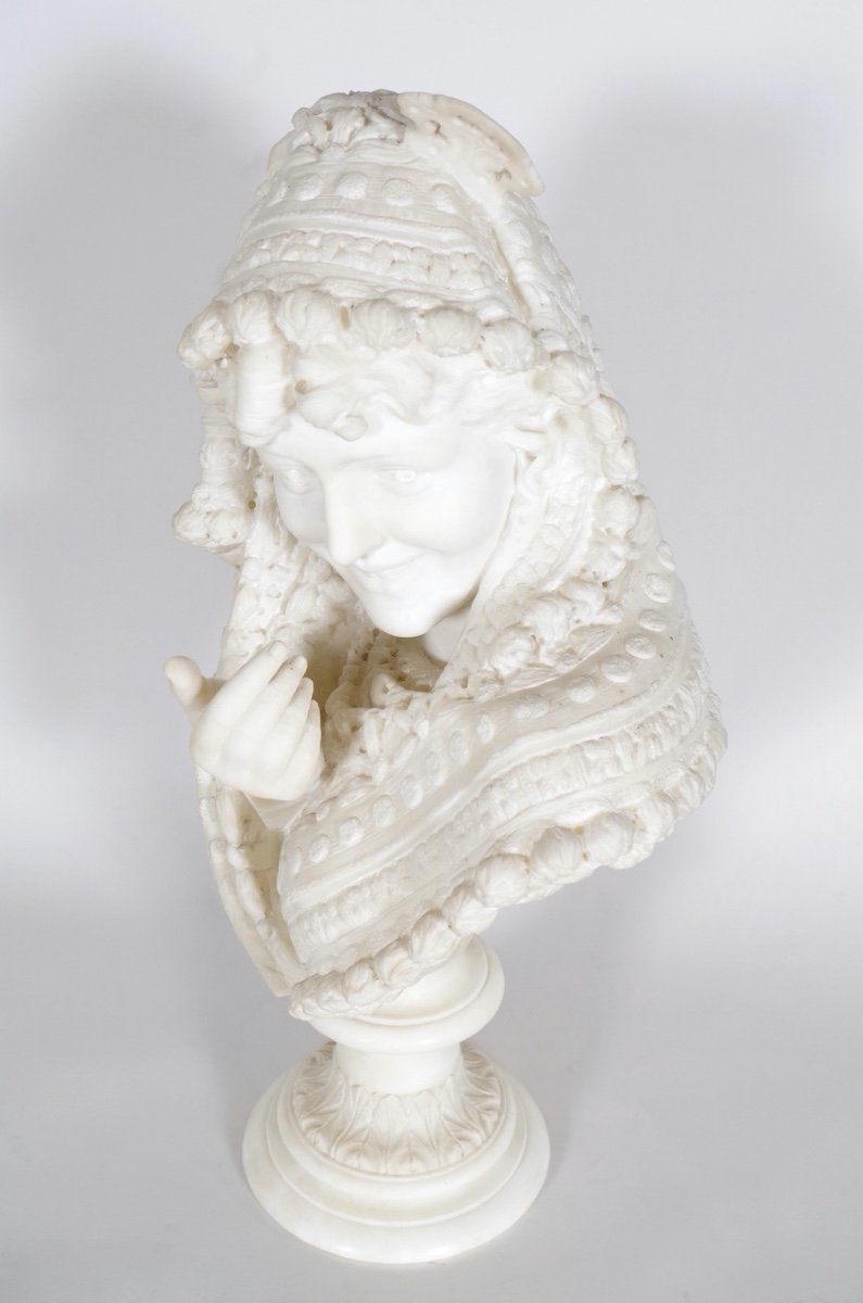 Alabaster Bust - Woman With Mantilla-photo-6