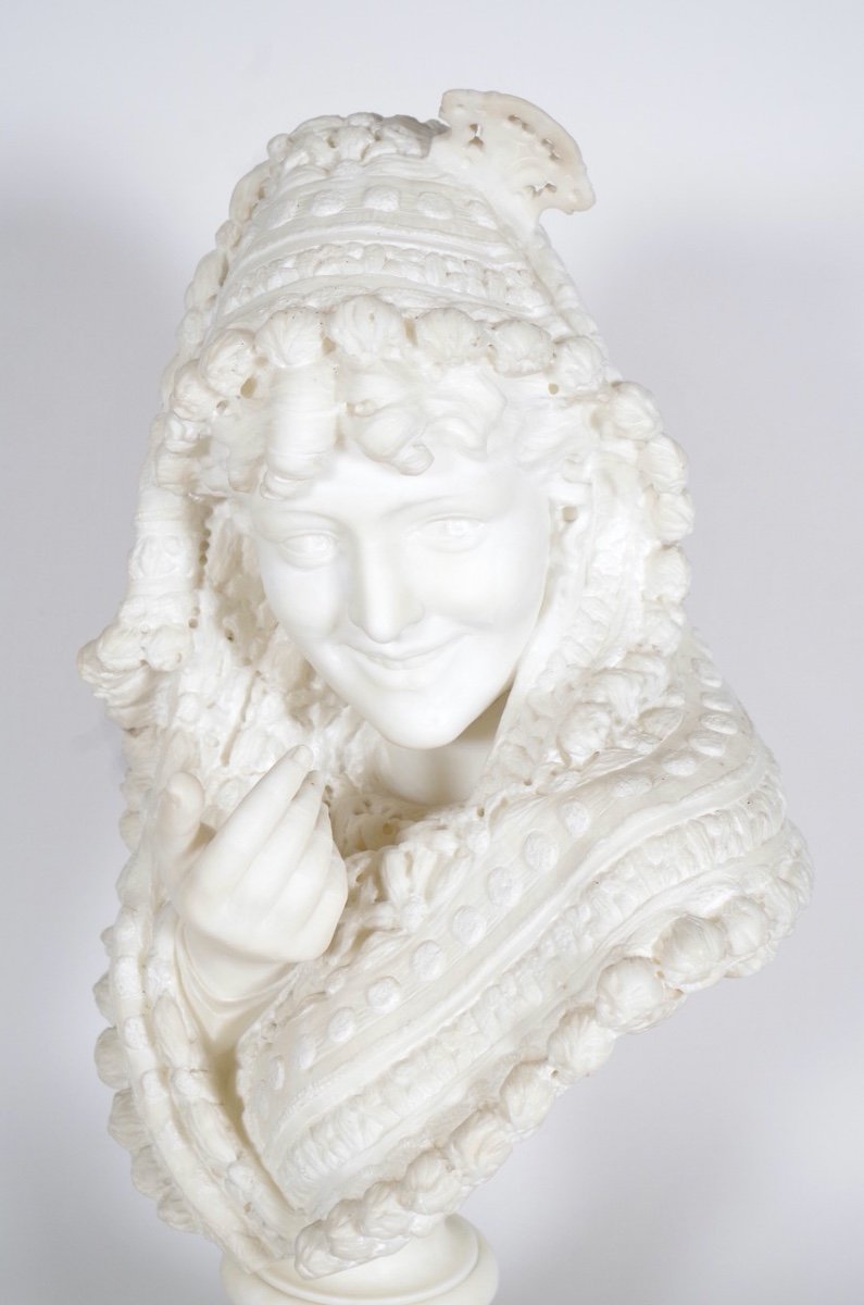 Alabaster Bust - Woman With Mantilla-photo-7