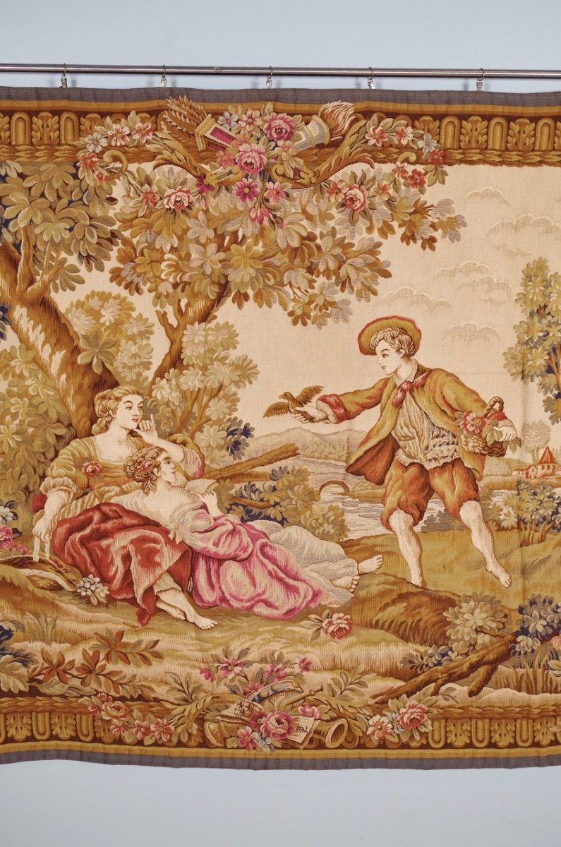 Halluin Needlepoint Tapestry In The Style Of Boucher-photo-3