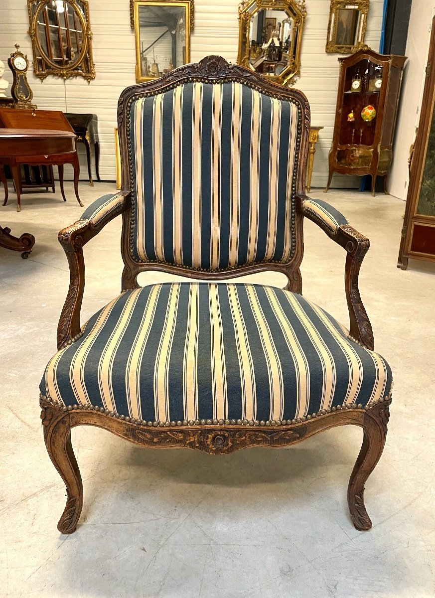 Fauteuil dos plat époque Louis XV-photo-3