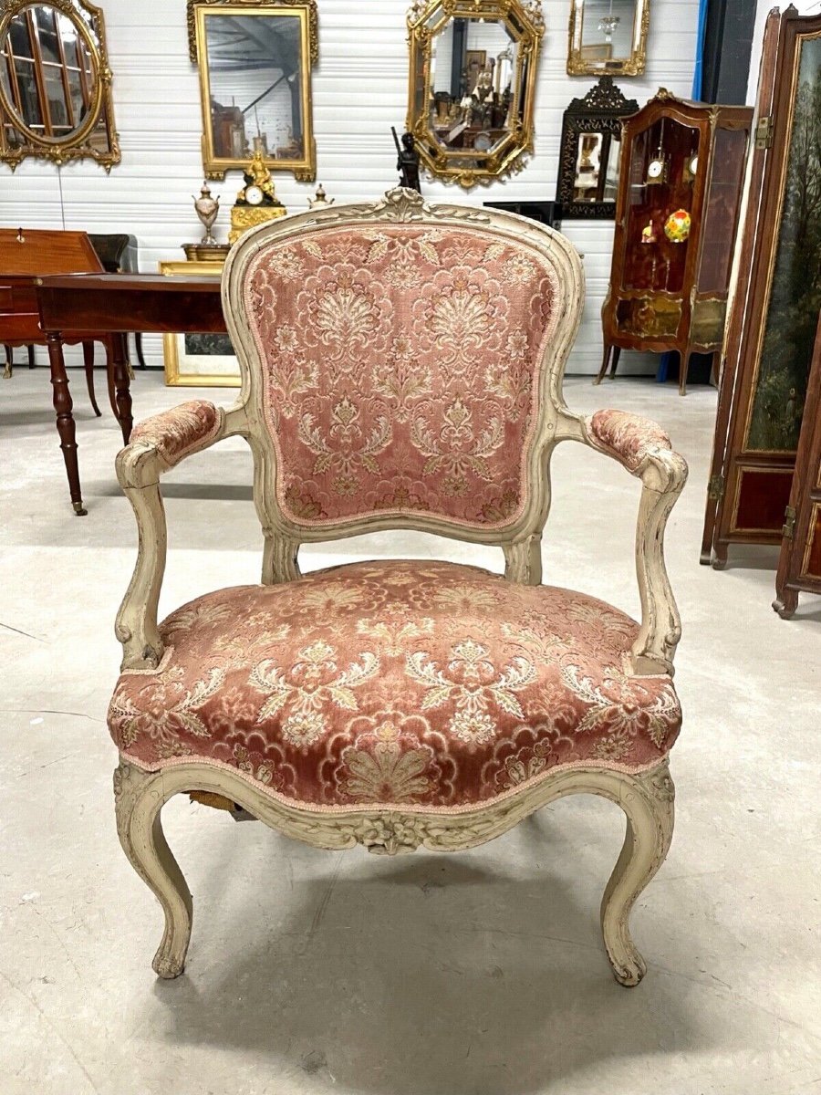 Fauteuil peint époque Louis XV-photo-2