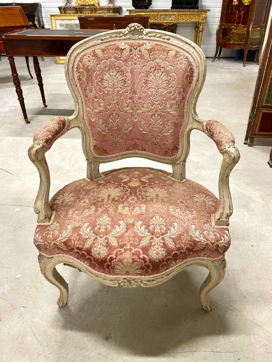 Fauteuil peint époque Louis XV-photo-3