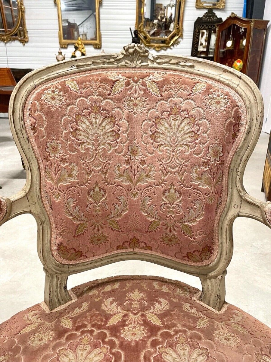 Fauteuil peint époque Louis XV-photo-4