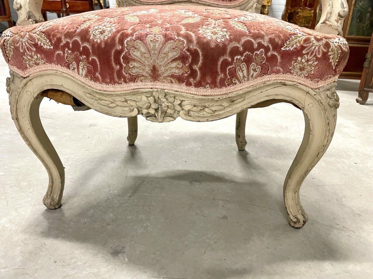 Fauteuil peint époque Louis XV-photo-2