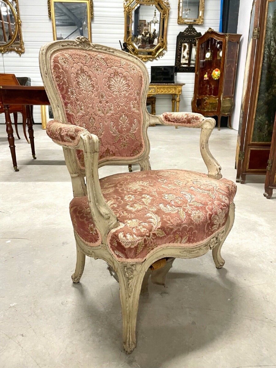 Fauteuil peint époque Louis XV-photo-3