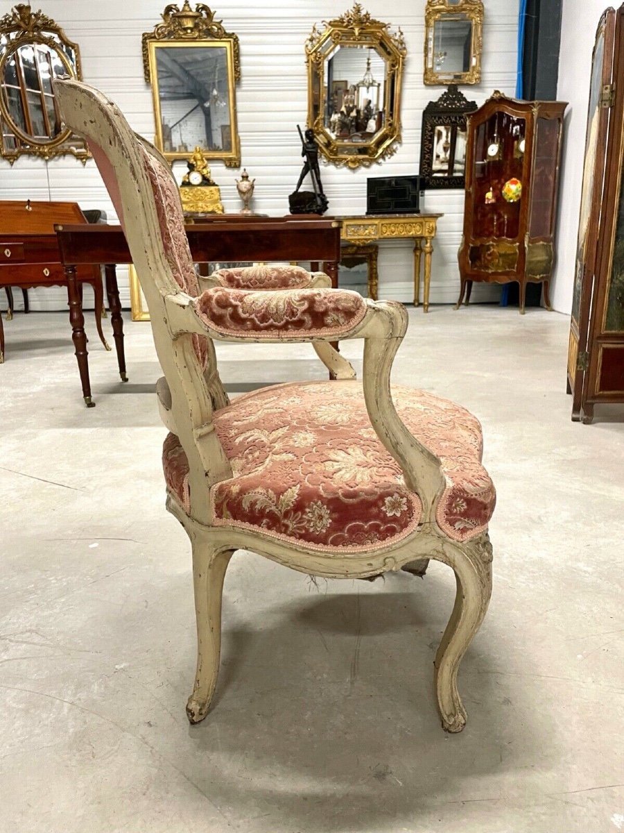 Fauteuil peint époque Louis XV-photo-4