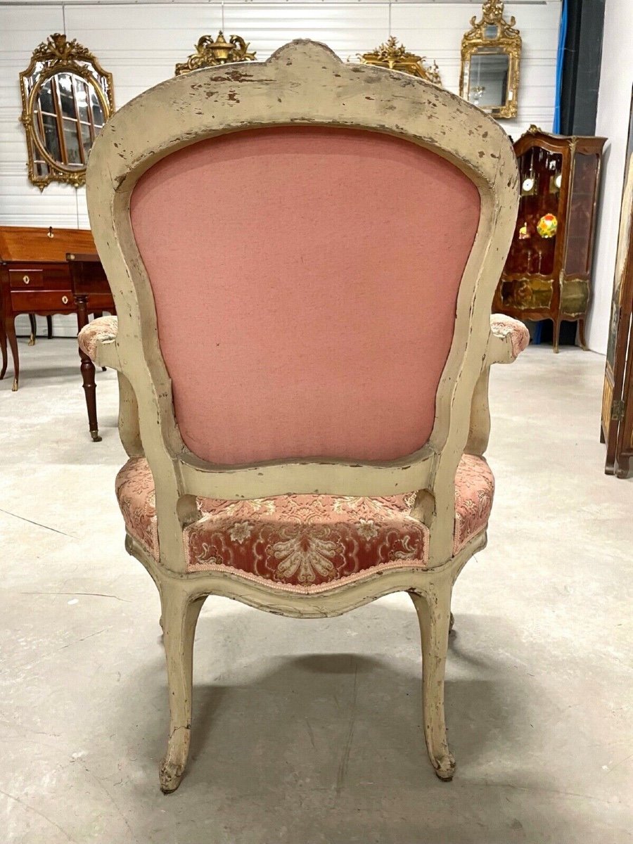 Fauteuil peint époque Louis XV-photo-5