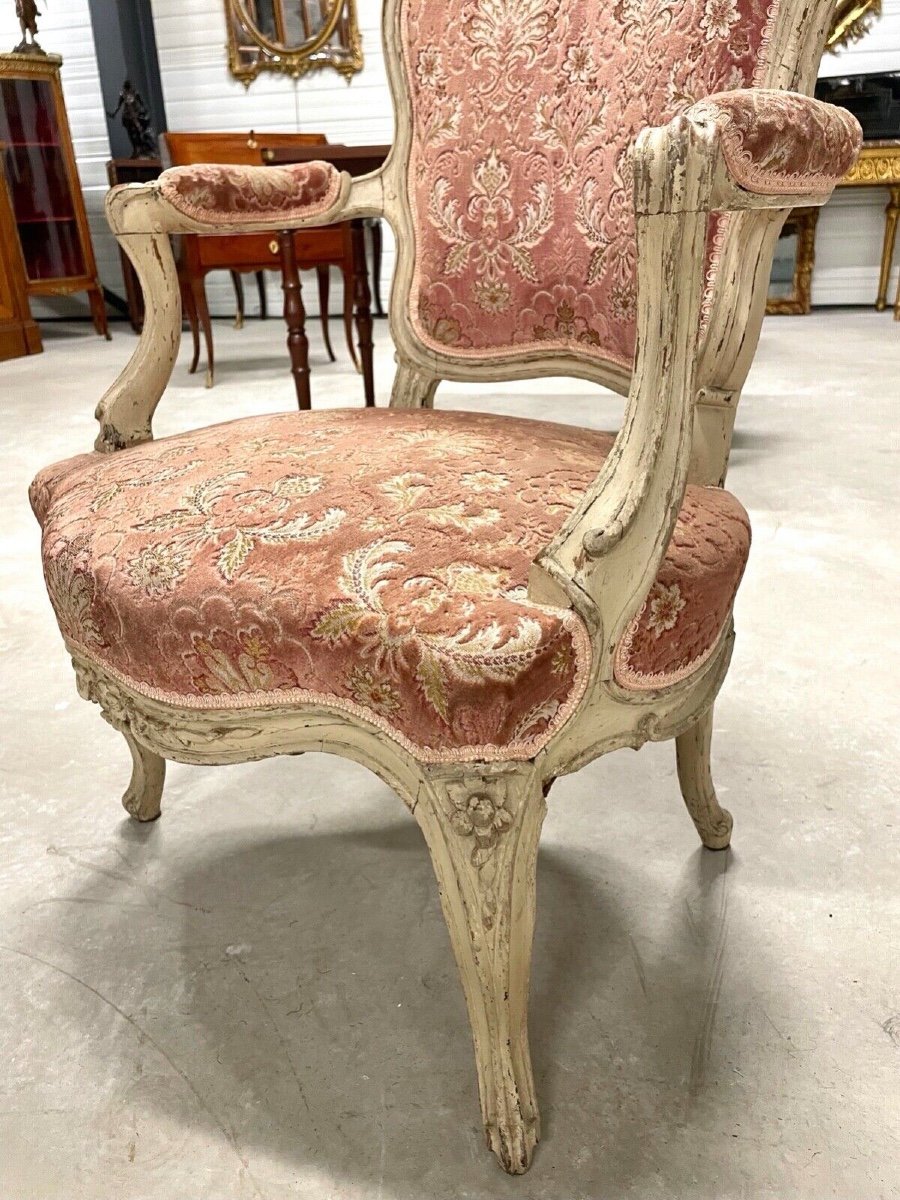 Fauteuil peint époque Louis XV-photo-6