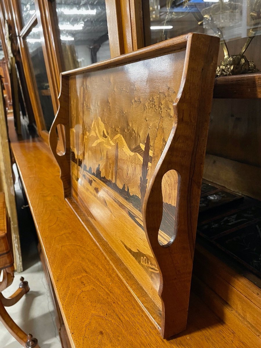 Art Nouveau Marquetry Tray-photo-2