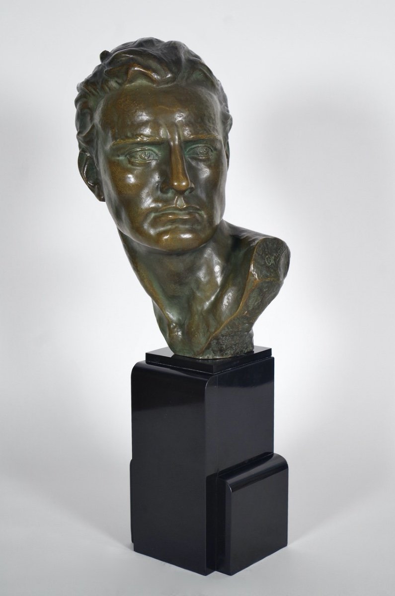 Ugo Cipriani - Art Deco Bronze - Mermoz-photo-3