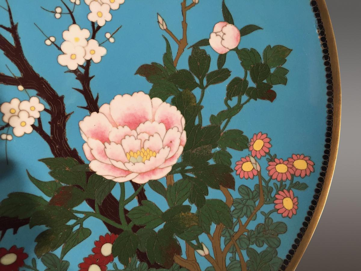 Assiette en Cloisonné Japon Fin XIXe Siècle-photo-4