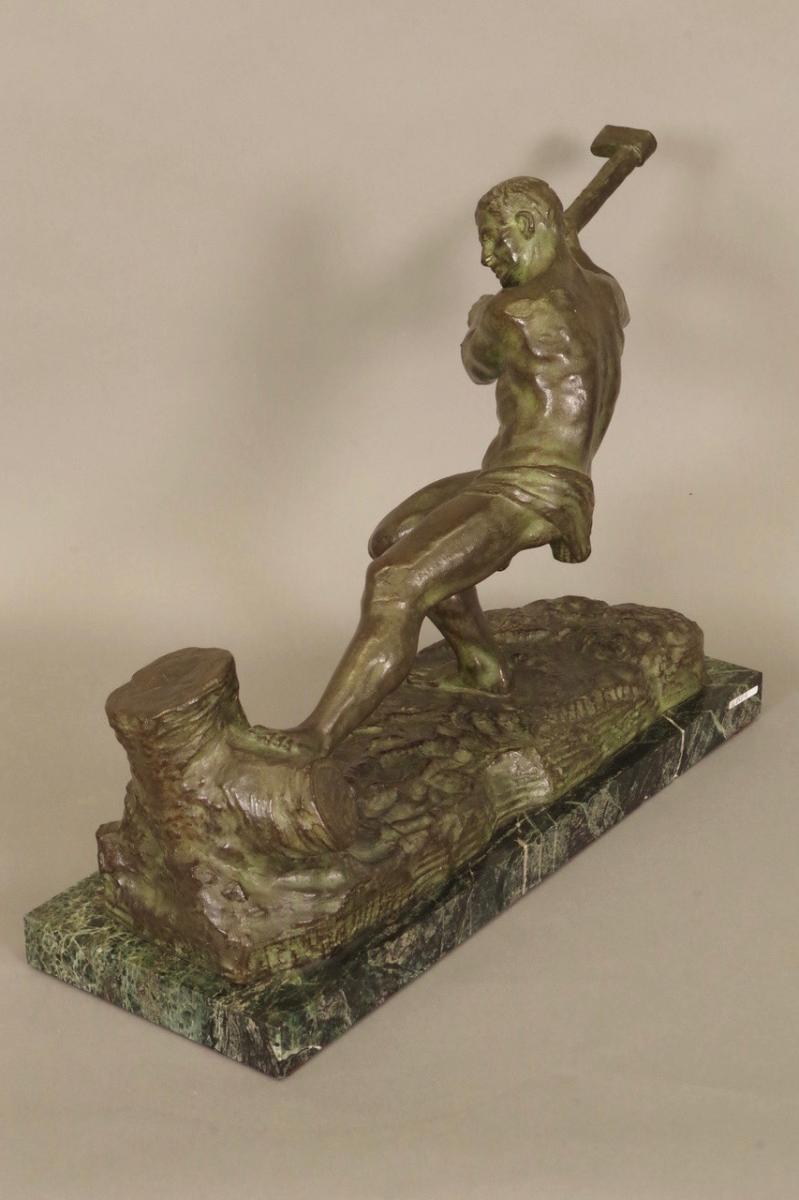 Bronze Art-deco Signed Ouline-photo-3