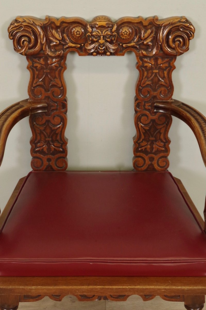 Pair Of Renaissance Style Armchairs-photo-3