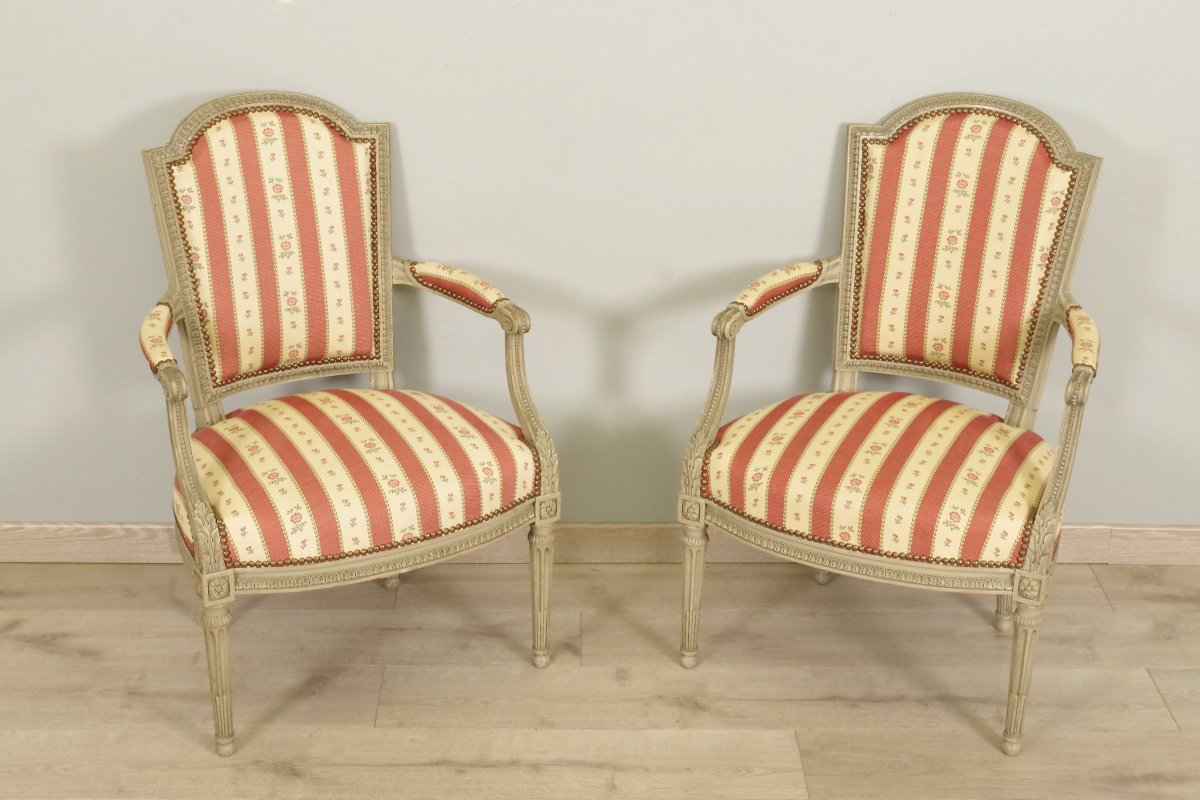 Paire De Fauteuils Style Louis XVI