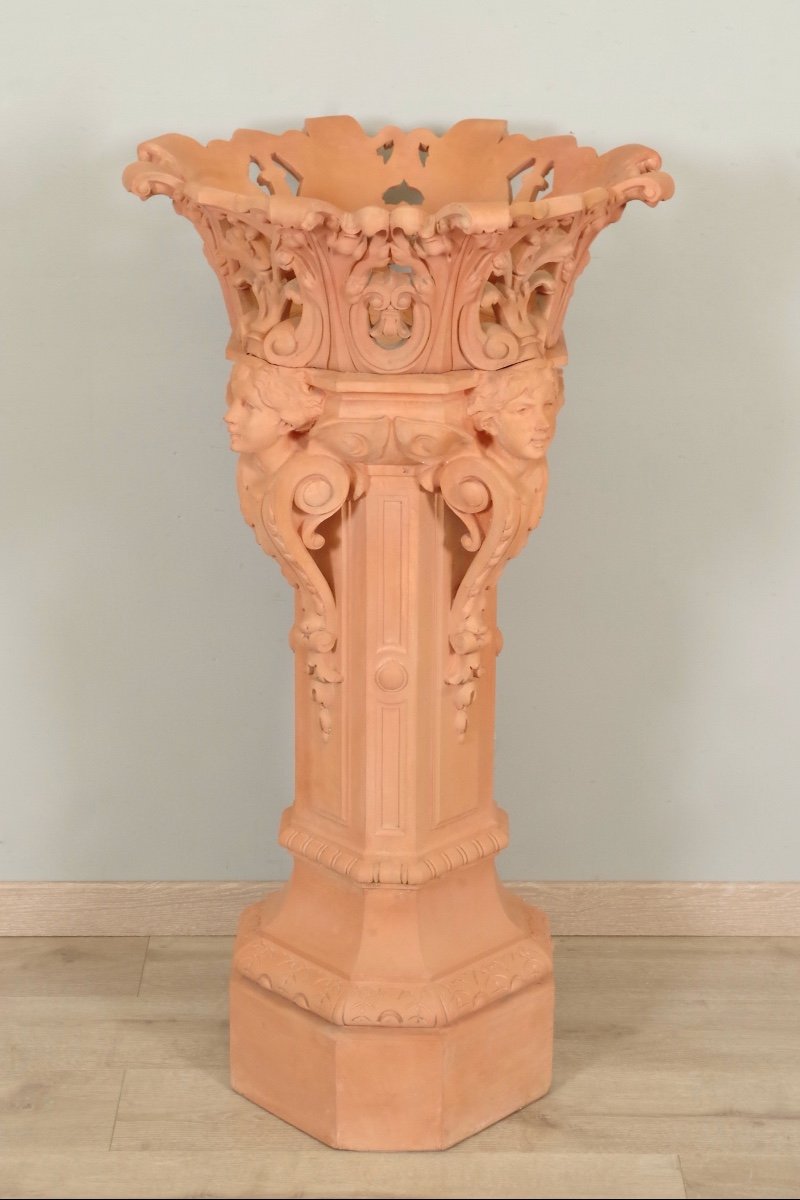 Column And Its Napoleon III Pot In Terracotta-photo-2