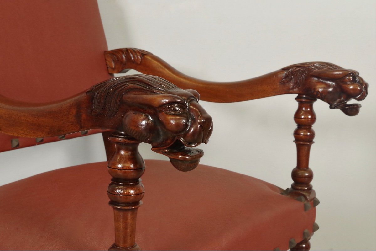 Pair Of Louis XIII Style Armchairs-photo-5