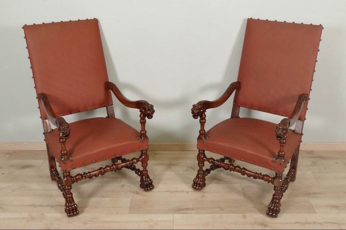 Pair Of Louis XIII Style Armchairs