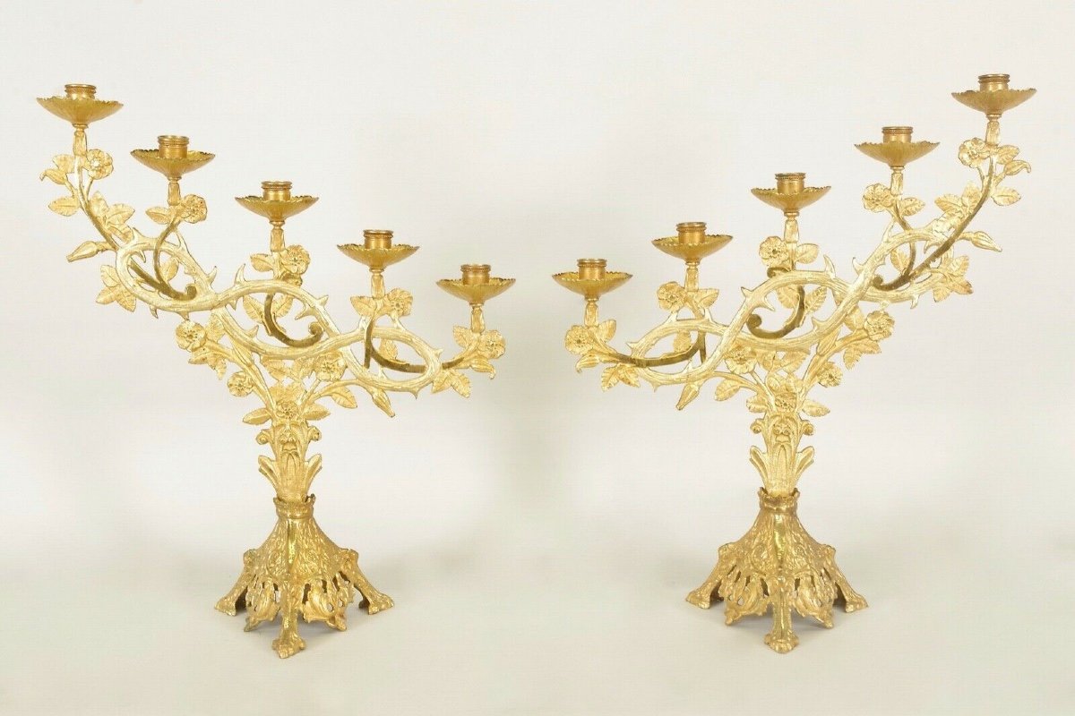 Gilt Bronze Church Candlesticks-photo-2