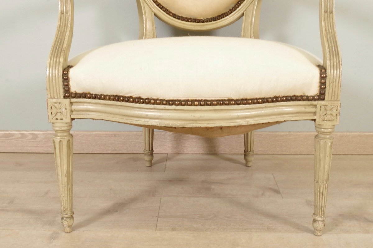 Paire De Fauteuils Peints époque Louis XVI-photo-3