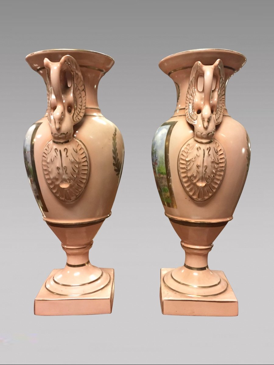 Pair Of Empire Style Porcelain Vases-photo-3