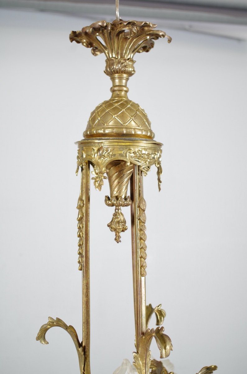 Lustre Style Louis XV Bronze Doré-photo-3