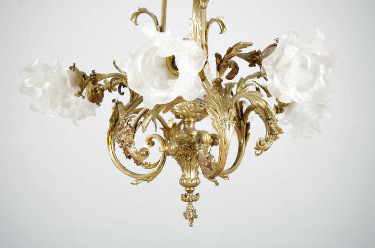 Lustre Style Louis XV Bronze Doré-photo-2