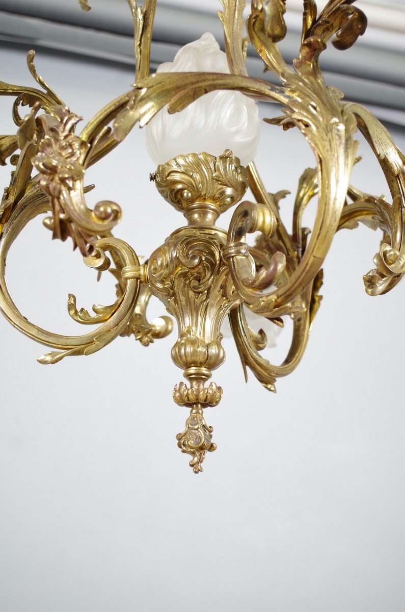 Lustre Style Louis XV Bronze Doré-photo-6