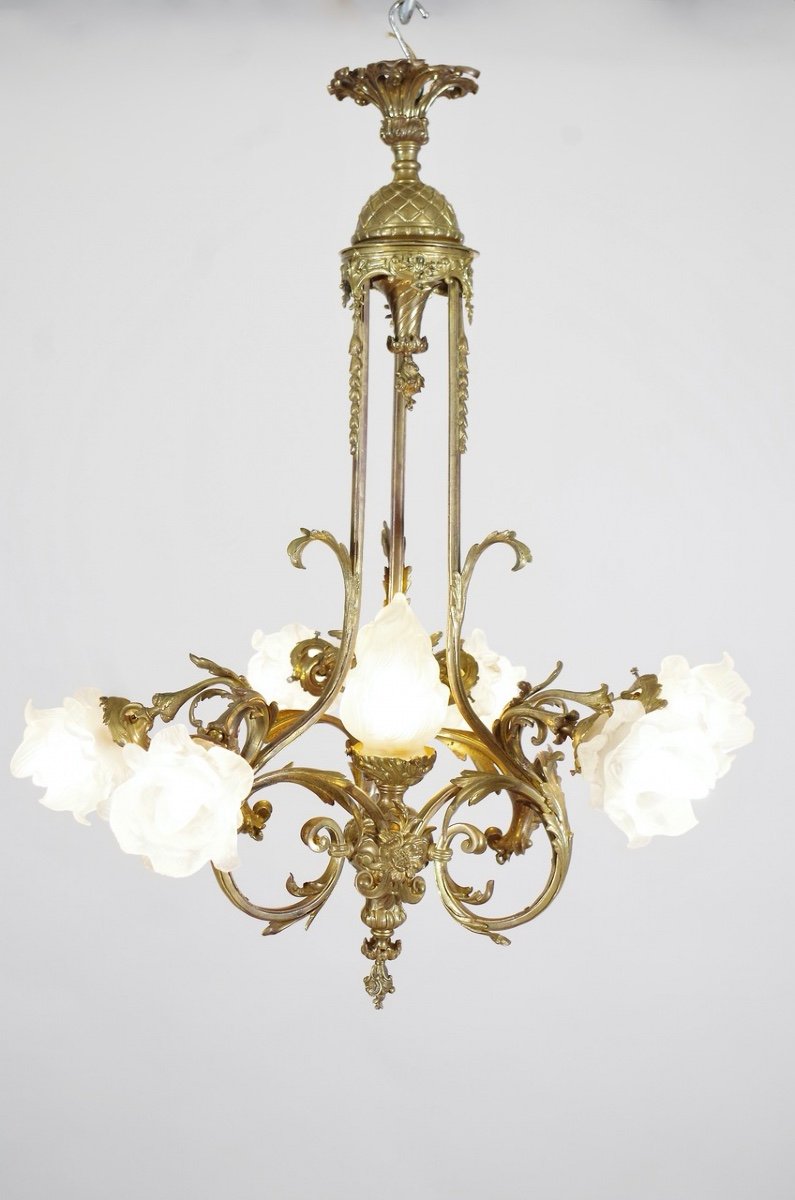 Lustre Style Louis XV Bronze Doré