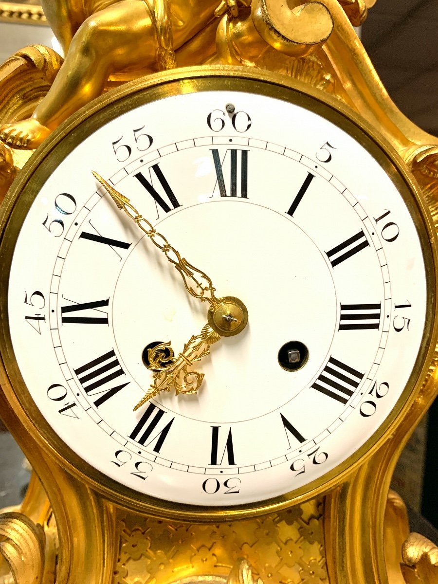 Pendule style Louis XV bronze doré-photo-7