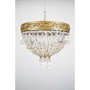 Plafonnier bronze et cristal style Baccarat