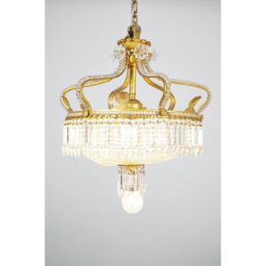 Empire Style Gilt Bronze And Crystal Baccarat Style Chandelier