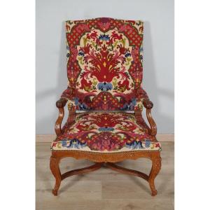 Fauteuil style Régence petit point