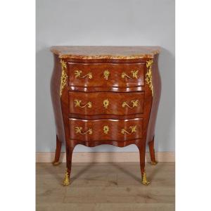 Louis XV Style Chest Of Drawers Gilt Bronze Marquetry