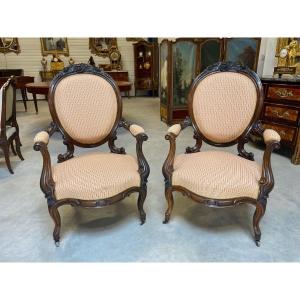 Paire de fauteuils Napoléon III