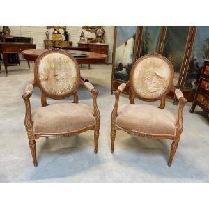Pair Of Transition Style Armchairs
