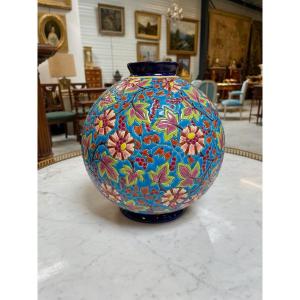 Longwy Enamels: Ball Vase