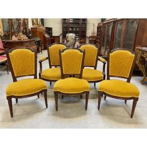 Pair Of Armchairs And Three Chairs From The Louis XVI Period