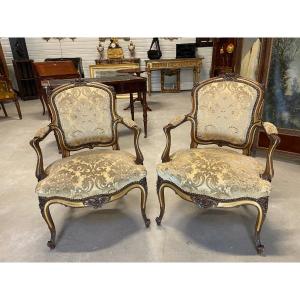 Pair Of Louis XV Style Armchairs