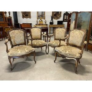 Four Louis XV Style Armchairs