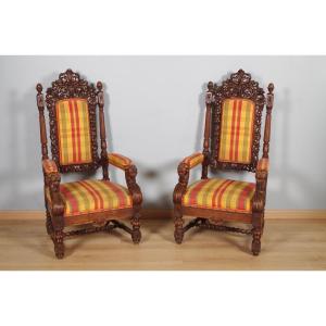 Pair Of Louis XIII Style Armchairs