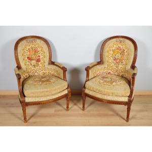 Pair Of Louis XVI Style Bergeres